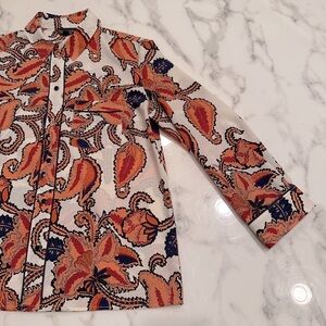 Topshop Paisley Western Style Button Down Top US 6